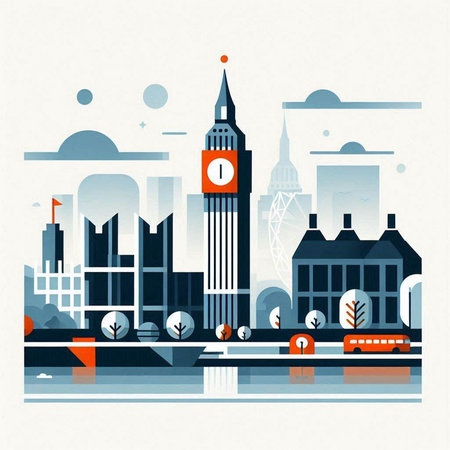London, England, United Kingdom. Vector illustration in flat style.のイラスト素材