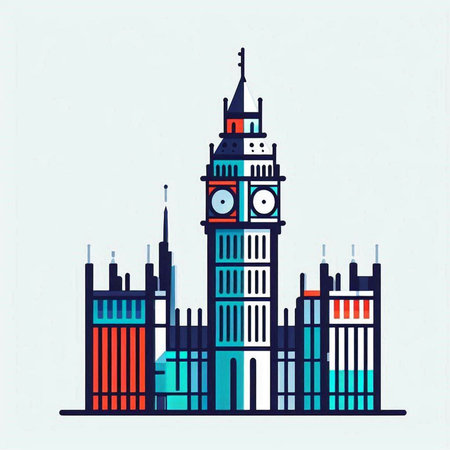 London, United Kingdom. Big Ben. Vector illustration in flat styleのイラスト素材