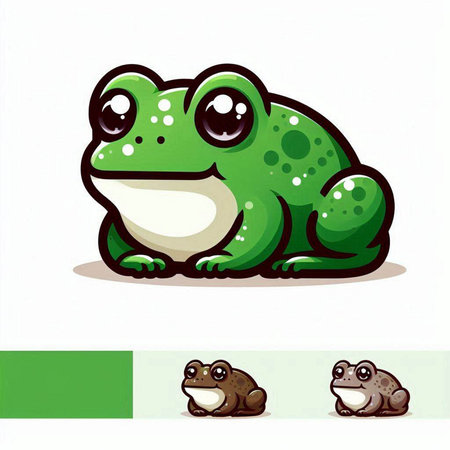cartoon green frog on a white background with a place for textのイラスト素材