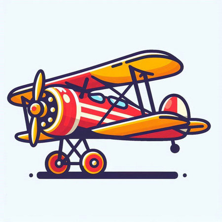 Vector illustration of a retro biplane on the background of the skyのイラスト素材