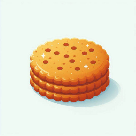 Illustration of a delicious biscuit on a light blue background.のイラスト素材