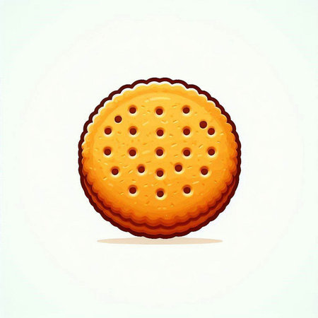 Illustration of a biscuit with chocolate on a white background.のイラスト素材