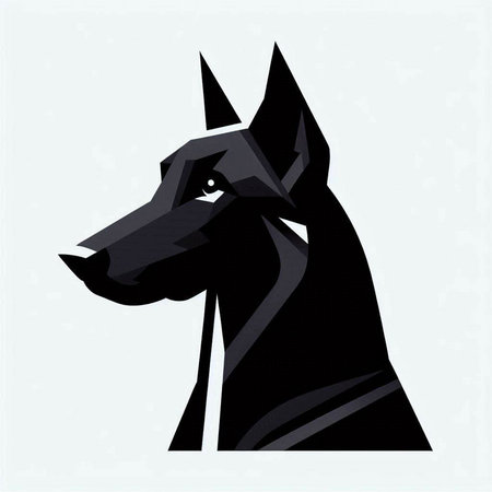 black doberman isolated on white background, vector illustration, eps 10のイラスト素材