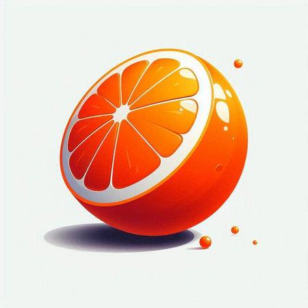 Illustration of a slice of orange on a white background with shadowのイラスト素材