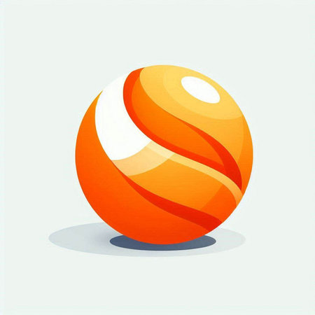 Abstract orange ball with shadow on a white background. Vector illustration.のイラスト素材