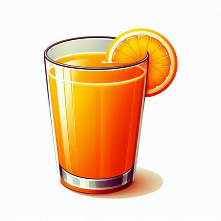 Orange juice in a glass on a white background. Vector illustration.のイラスト素材