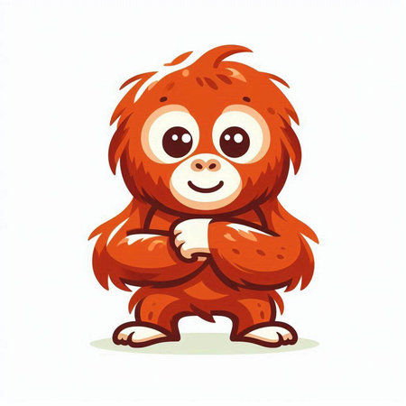 Cartoon funny monkey isolated on a white background. Vector illustration.のイラスト素材