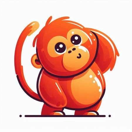 Cute cartoon monkey. Vector illustration isolated on a white background.のイラスト素材