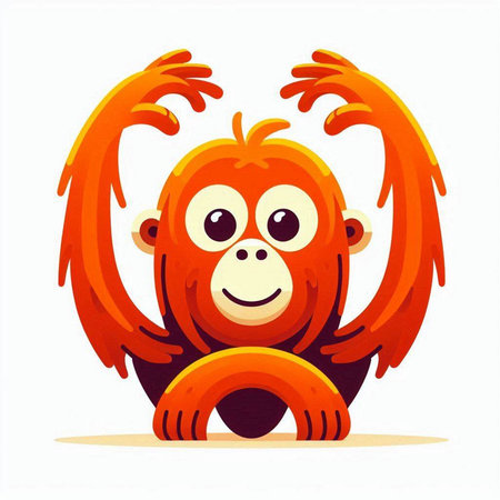 Cute cartoon monkey. Vector illustration isolated on a white background.のイラスト素材