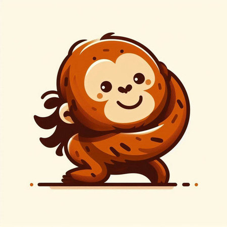 Cute cartoon monkey. Vector illustration isolated on a white background.のイラスト素材