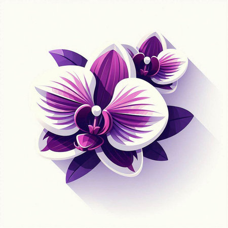 Beautiful purple orchid flowers on white background. Vector illustration.のイラスト素材