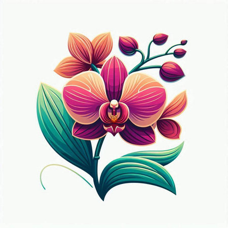 Orchid flower on white background. Vector illustration for your design.のイラスト素材