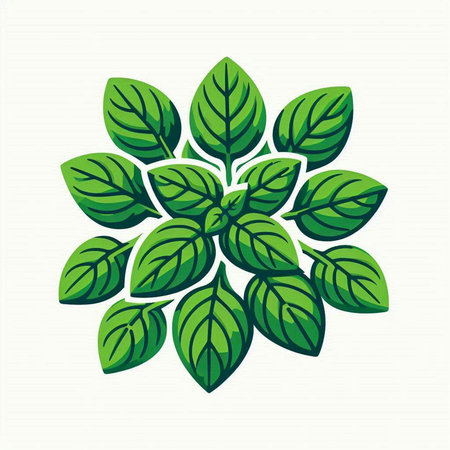 Green leaves icon isolated on white background. Vector illustration. Eps 10.のイラスト素材