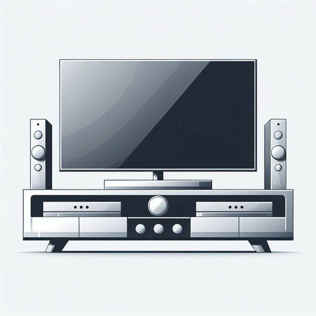 TV and home stereo system. Vector illustration of a modern flat styleのイラスト素材