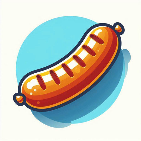 Sausage icon. Vector illustration of a sausage on a white background.のイラスト素材
