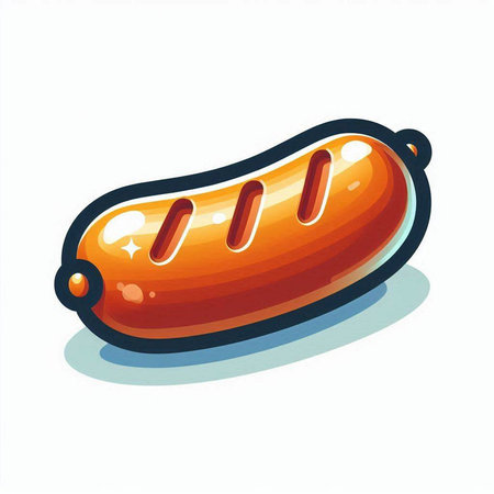 Hot dog vector icon. Isolated illustration of hot dog on white background.のイラスト素材