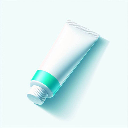 White tube of cream or lotion on blue background. Vector illustrationのイラスト素材