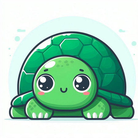 Cute cartoon turtle. Vector illustration of a tortoise character.のイラスト素材