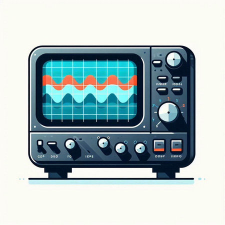 Vector illustration of a modern oscilloscope isolated on a white background.のイラスト素材