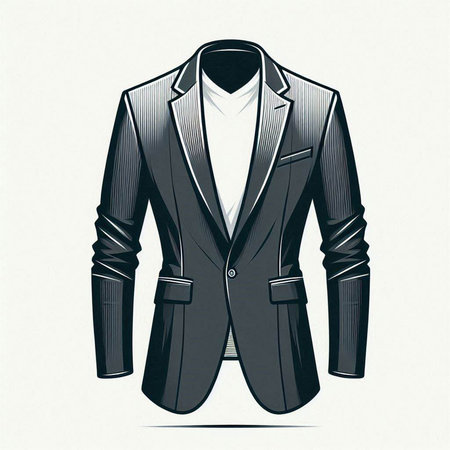 Vector illustration of a suit in black and white colors on a white backgroundのイラスト素材