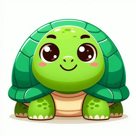 Cute cartoon baby turtle. Vector illustration isolated on white background.のイラスト素材