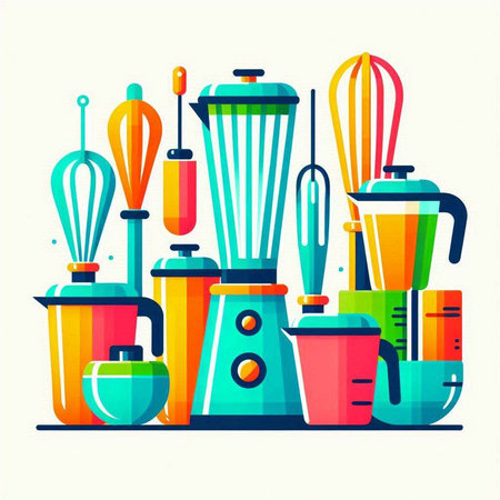 Kitchen appliances and utensils. Vector illustration in flat styleのイラスト素材