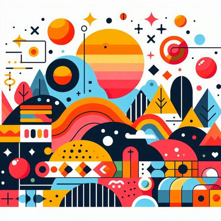 Colorful abstract composition with geometric shapes. Vector illustration for your designのイラスト素材