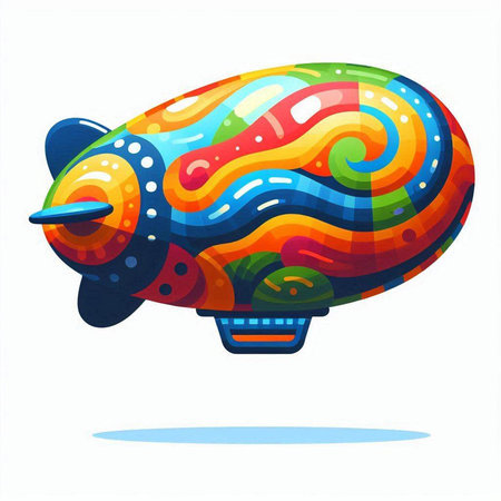 Airship. Colorful vector illustration. Isolated on white background.のイラスト素材