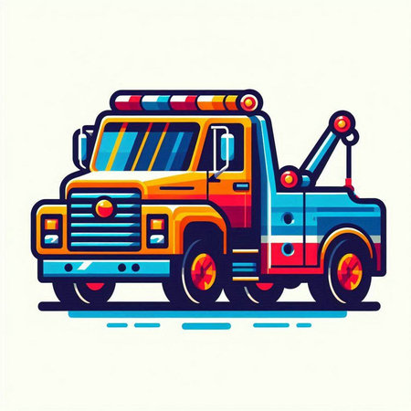 Vector illustration of a fire truck isolated on a white background. Flat style.のイラスト素材