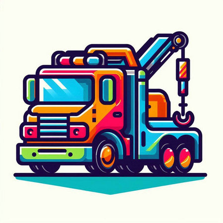 Truck with crane. Vector illustration of a truck with crane.のイラスト素材