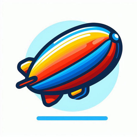Airship icon. Vector illustration in cartoon style. Isolated on white background.のイラスト素材
