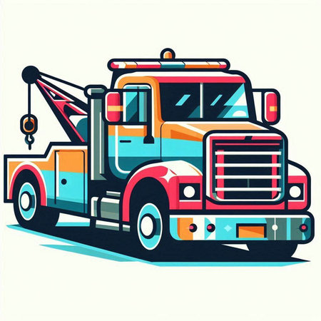 Truck with crane. Vector illustration of a truck with crane.のイラスト素材