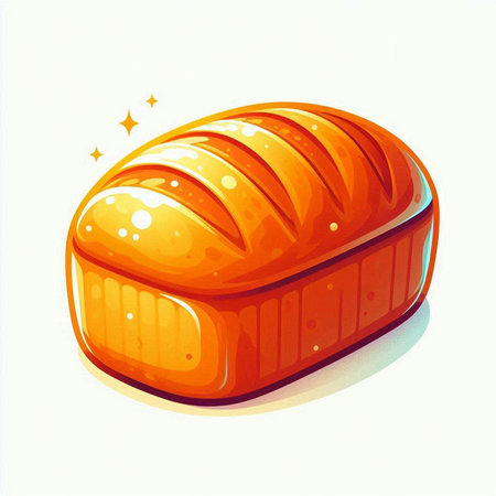 Illustration of a freshly baked loaf of bread on a white backgroundのイラスト素材