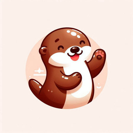 Cute cartoon otter. Cute animal character. Vector illustration.のイラスト素材