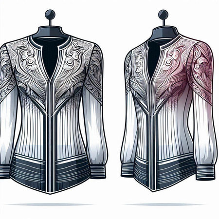 Vector illustration of a black and white blouse on a mannequinのイラスト素材