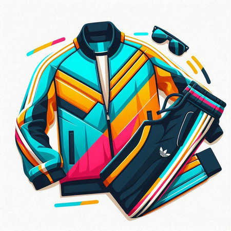 Colorful sportswear illustration on white background. Vector illustration.のイラスト素材