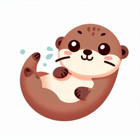 Cute cartoon otter on a white background. Vector illustration.のイラスト素材
