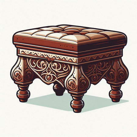 Antique wooden stool. Hand drawn vector illustration in vintage style.のイラスト素材