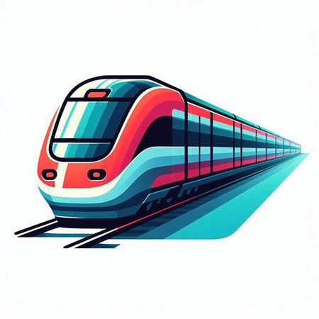 Modern high-speed train on a white background. Vector illustration.のイラスト素材