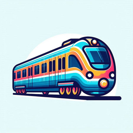 Train vector illustration isolated on blue background. Modern train icon in flat style.のイラスト素材