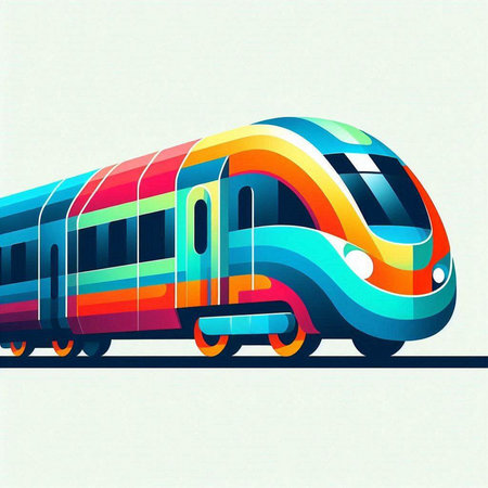 Modern train with colorful abstract background. Vector illustration. Eps 10.のイラスト素材
