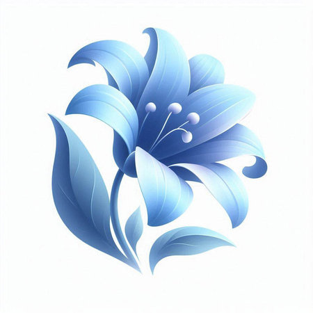Illustration of a blue lily on a white background with space for textのイラスト素材