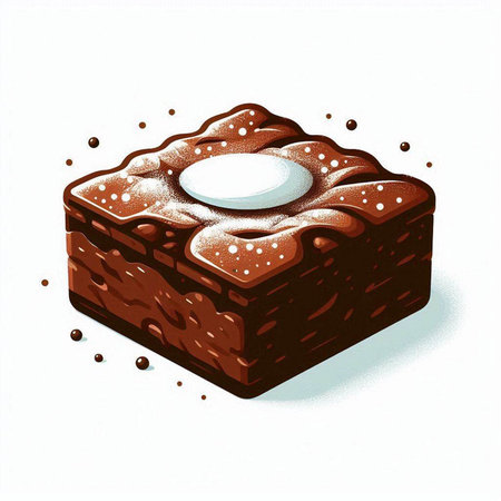 Illustration of a piece of chocolate cake on a white background.のイラスト素材
