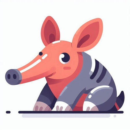 Cute cartoon character of an armadillo. Vector illustration.のイラスト素材