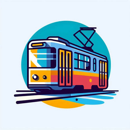 Tram illustration in trendy flat style. Vector illustration for your designのイラスト素材