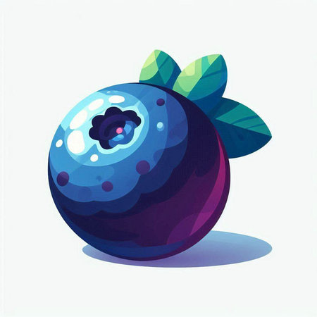 Blueberry with leaf on white background. Vector illustration for your designのイラスト素材