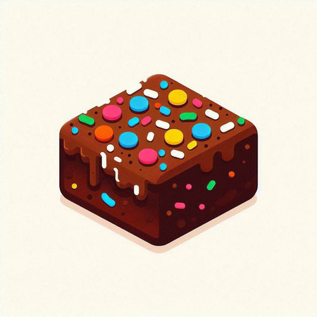 Chocolate cake with multicolored sprinkles. Vector illustration.のイラスト素材
