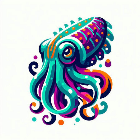 Octopus. Colorful vector illustration. Isolated on white background.のイラスト素材