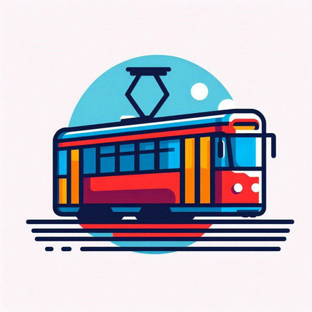 Tram icon. Tram symbol. Vector illustration in flat styleのイラスト素材