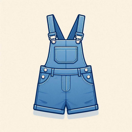 Jeans overalls with suspenders. Denim style. Vector illustration.のイラスト素材